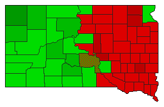 2016 South Dakota County Map of Democratic Primary Election Results for President