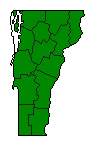 2016 Vermont County Map of Democratic Primary Election Results for President