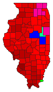 2018 Illinois County Map of Democratic Primary Election Results for Governor