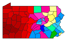 2018 Pennsylvania County Map of Democratic Primary Election Results for Lt. Governor