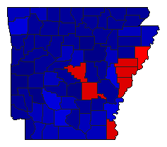 2018 Arkansas County Map of General Election Results for Governor