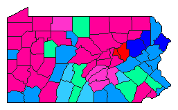 2022 Pennsylvania County Map of Republican Primary Election Results for Senator