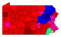 2022 Pennsylvania County Map of Republican Primary Election Results for Governor