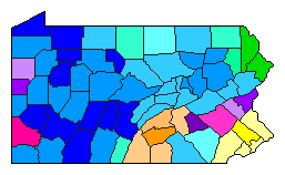 2022 Pennsylvania County Map of Republican Primary Election Results for Lt. Governor