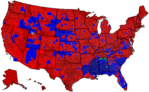 1964 Election Results Map by County