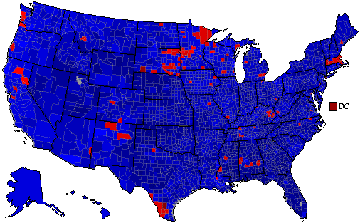 1972 Election Results Map by County