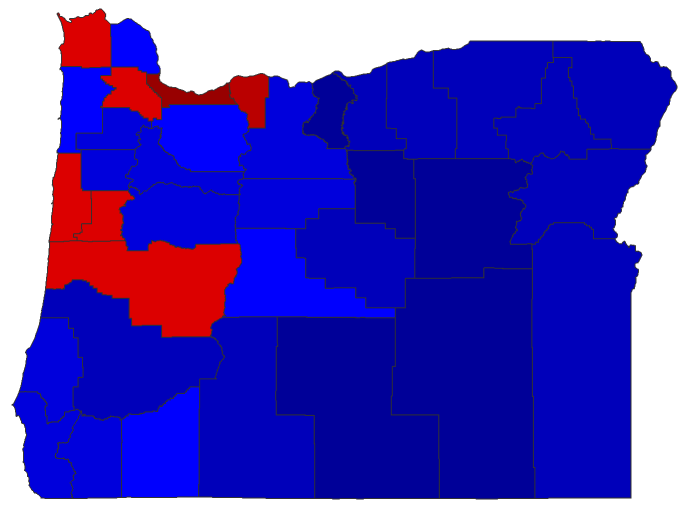 2016 Gubernatorial General Election - Oregon Election County Map