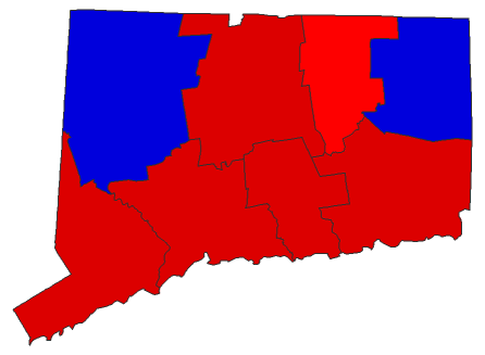 2016 Presidential General Election - Connecticut Election County Map