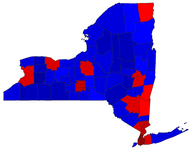2016 Presidential General Election - New York Election County Map