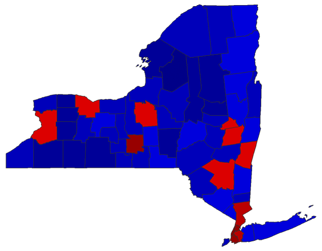 2022 Gubernatorial General Election - New York Election County Map