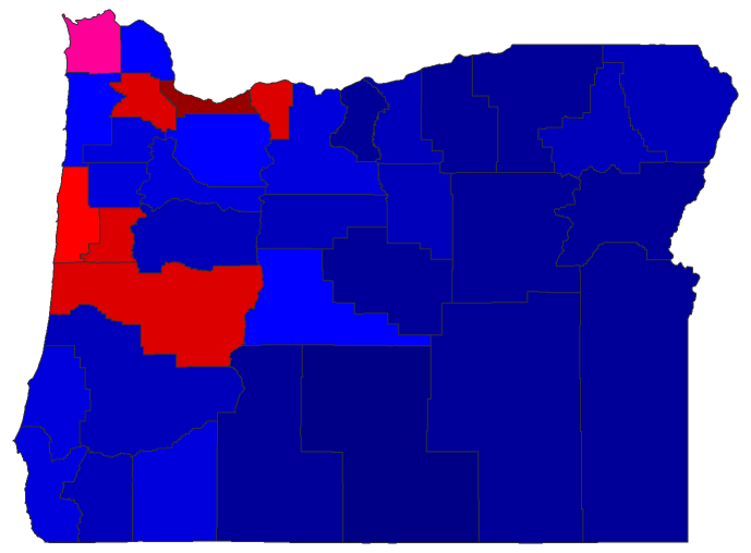 2022 Gubernatorial General Election - Oregon Election County Map