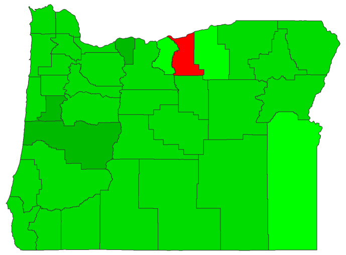 2016 Presidential Democratic Primary - Oregon Election County Map
