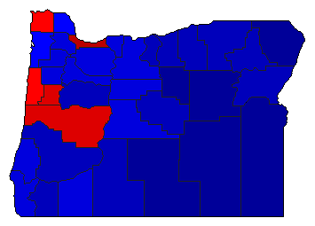 1996 Oregon County Map of General Election Results for Senator