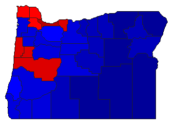 2008 Oregon County Map of General Election Results for Senator
