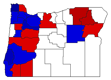 1866 Oregon County Map of General Election Results for Governor