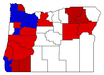 1870 Oregon County Map of General Election Results for Governor