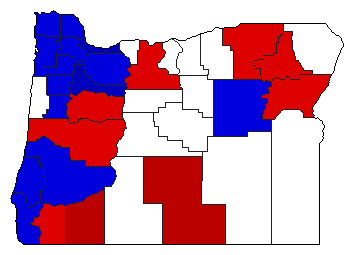 1882 Oregon County Map of General Election Results for Governor