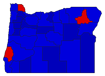 1966 Oregon County Map of General Election Results for Governor