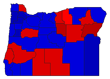 1970 Oregon County Map of General Election Results for Governor