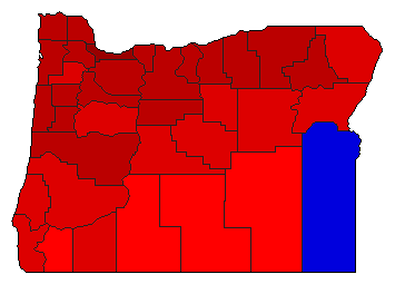 1998 Oregon County Map of General Election Results for Governor