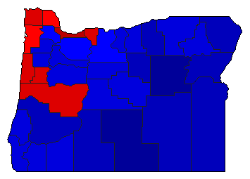 2002 Oregon County Map of General Election Results for Governor