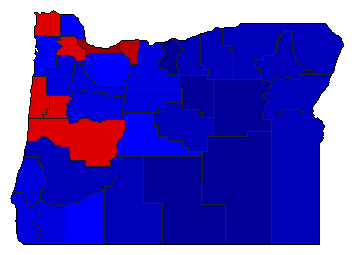 2016 Oregon County Map of General Election Results for Governor