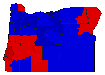 1964 Oregon County Map of General Election Results for Secretary of State