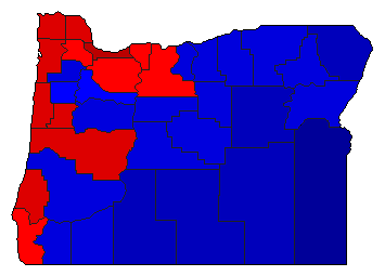 2000 Oregon County Map of General Election Results for Secretary of State