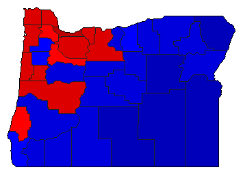 2000 Oregon County Map of General Election Results for State Treasurer