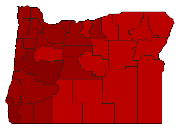 1984 Oregon County Map of Democratic Primary Election Results for Senator