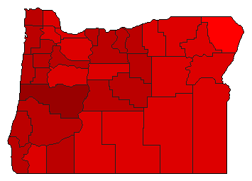 1986 Oregon County Map of Democratic Primary Election Results for Senator