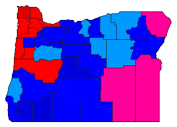 1992 Oregon County Map of Democratic Primary Election Results for Senator