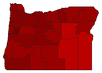 2002 Oregon County Map of Democratic Primary Election Results for Senator