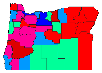 1950 Oregon County Map of Democratic Primary Election Results for Governor