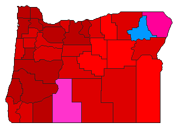 1982 Oregon County Map of Democratic Primary Election Results for Governor
