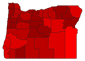 1986 Oregon County Map of Democratic Primary Election Results for Governor