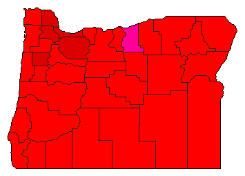 2002 Oregon County Map of Democratic Primary Election Results for Governor