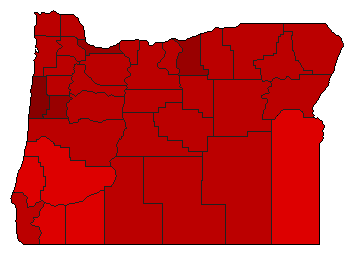 1964 Oregon County Map of Democratic Primary Election Results for Secretary of State