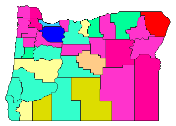 1976 Oregon County Map of Democratic Primary Election Results for Secretary of State