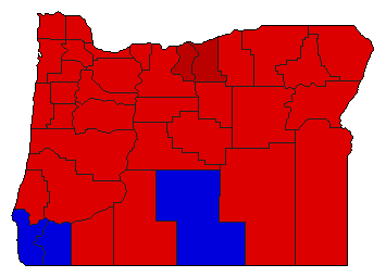 1952 Oregon County Map of Democratic Primary Election Results for State Treasurer