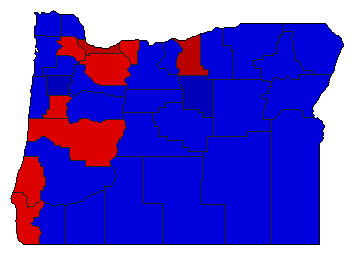 1956 Oregon County Map of Democratic Primary Election Results for State Treasurer