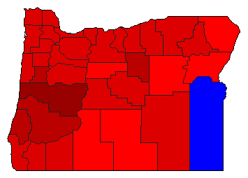 1964 Oregon County Map of Democratic Primary Election Results for State Treasurer