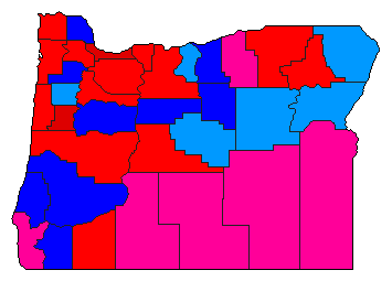 1976 Oregon County Map of Democratic Primary Election Results for State Treasurer