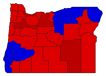 1980 Oregon County Map of Democratic Primary Election Results for State Treasurer