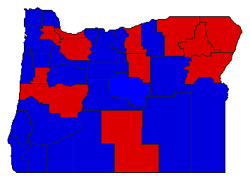 2000 Oregon County Map of Democratic Primary Election Results for State Treasurer