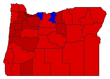 2010 Oregon County Map of Democratic Primary Election Results for State Treasurer