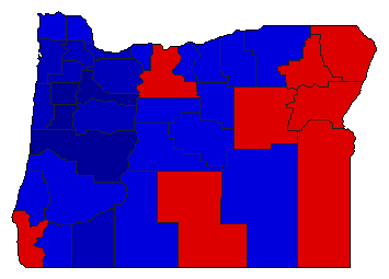 1956 Oregon County Map of Republican Primary Election Results for Secretary of State
