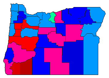 1972 Oregon County Map of Republican Primary Election Results for State Treasurer