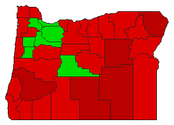 2008 Oregon County Map of Open Primary Election Results for Referendum