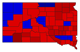 1964 South Dakota County Map of General Election Results for President